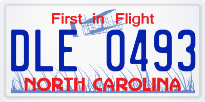 NC license plate DLE0493