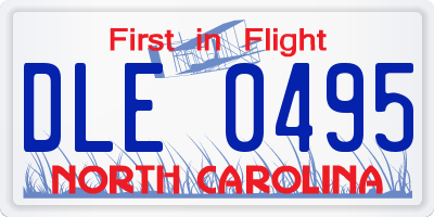 NC license plate DLE0495