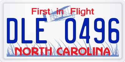 NC license plate DLE0496