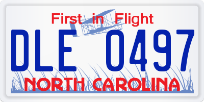 NC license plate DLE0497