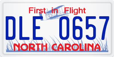 NC license plate DLE0657