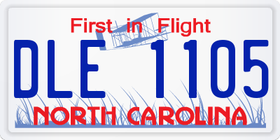 NC license plate DLE1105