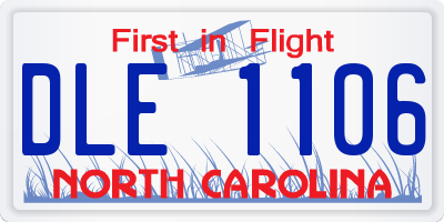 NC license plate DLE1106