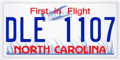 NC license plate DLE1107