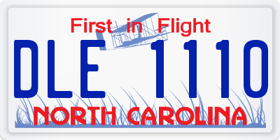 NC license plate DLE1110