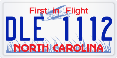 NC license plate DLE1112