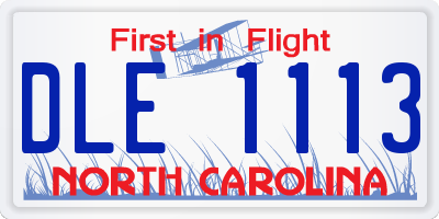 NC license plate DLE1113