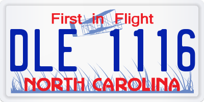 NC license plate DLE1116