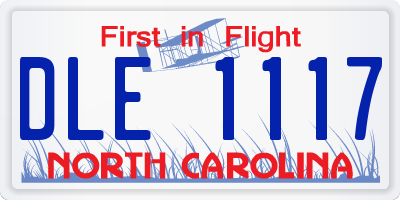 NC license plate DLE1117