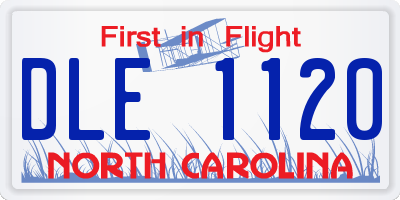 NC license plate DLE1120