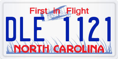 NC license plate DLE1121