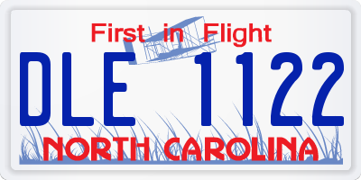NC license plate DLE1122