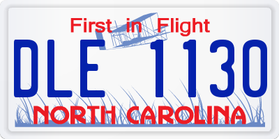 NC license plate DLE1130