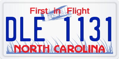 NC license plate DLE1131