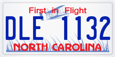NC license plate DLE1132