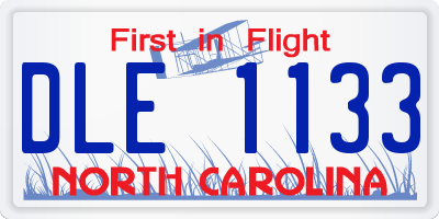 NC license plate DLE1133