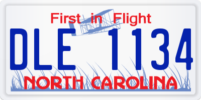 NC license plate DLE1134