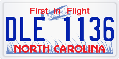 NC license plate DLE1136