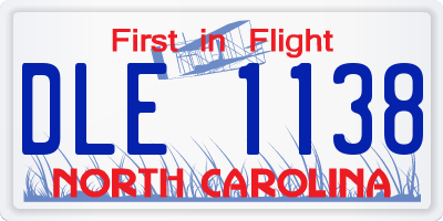 NC license plate DLE1138