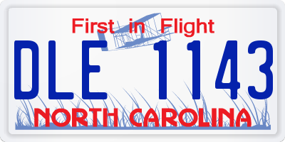 NC license plate DLE1143