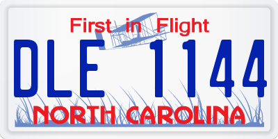 NC license plate DLE1144