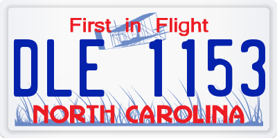 NC license plate DLE1153