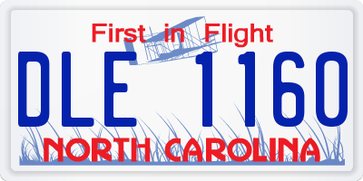 NC license plate DLE1160