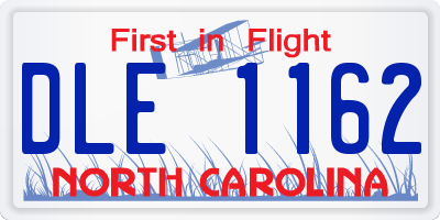 NC license plate DLE1162