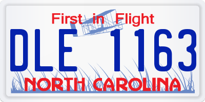 NC license plate DLE1163