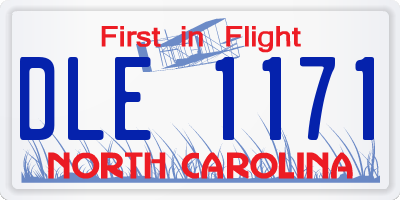 NC license plate DLE1171