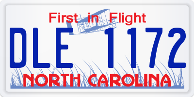NC license plate DLE1172