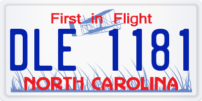 NC license plate DLE1181