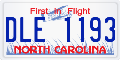 NC license plate DLE1193