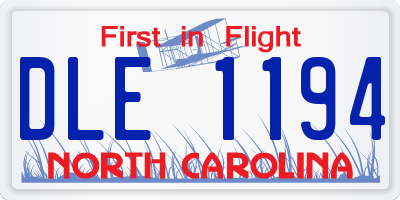 NC license plate DLE1194