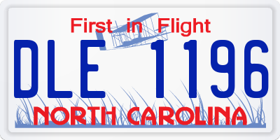 NC license plate DLE1196
