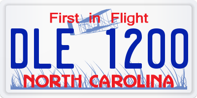 NC license plate DLE1200