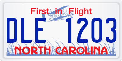 NC license plate DLE1203