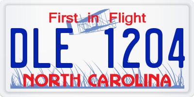 NC license plate DLE1204