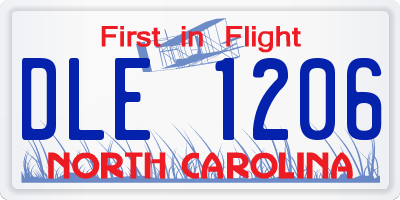NC license plate DLE1206