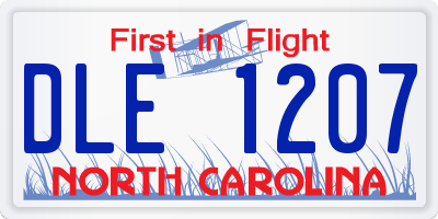 NC license plate DLE1207