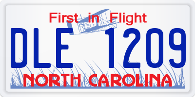 NC license plate DLE1209