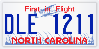 NC license plate DLE1211