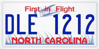 NC license plate DLE1212