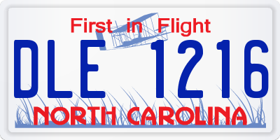 NC license plate DLE1216