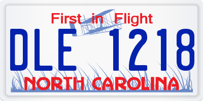 NC license plate DLE1218