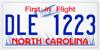 NC license plate DLE1223