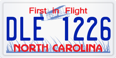 NC license plate DLE1226