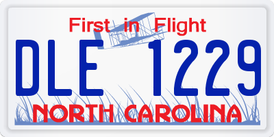 NC license plate DLE1229