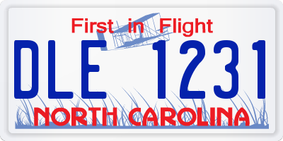NC license plate DLE1231