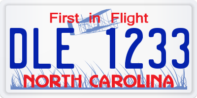 NC license plate DLE1233